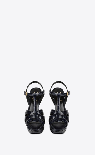 SAINT LAURENT Tribute Woman tribute sandal in crocodile embossed leather b_V4
